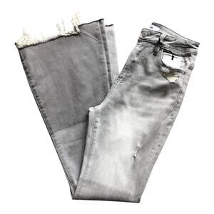 Ceros NWT Super High Rise Flare Jeans Gray Distressed Frayed Hem Women’s Size 28